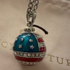 Juicy couture Red white and blue crystal Bomb with fuse long necklace